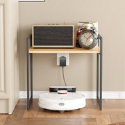 Lukzer 1-Tier Multipurpose Metal & Wood Kitchen Storage Rack (MKR-001/Oak Light with Black)