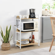 Lukzer 3-Tier Multipurpose Metal & Wood Kitchen Storage Rack (MKR-003/Oak Light with White)