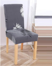 Lukzer Polyester Chair Cover -  Grey Leaves (CC-006-01)