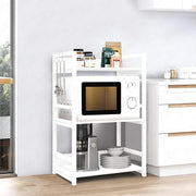 Lukzer 3-Tier Multipurpose Metal & Wood Kitchen Storage Rack (MKR-003/White & White)