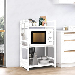 Lukzer 3-Tier Multipurpose Metal & Wood Kitchen Storage Rack (MKR-003/White & White)