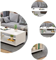 Lukzer Center Table with Open Storage & Wheels – Modern Coffee Table Organizer (Light OaLukzer Engineered Wood Center Table with Wheels Open Storage Organizer (CT-003/White)k, White & Wenge) | CT-003