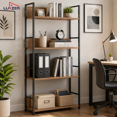 Lukzer 4-Tier Multipurpose Kitchen Organizer Rack (MMR-001/Black & Oak Brown)