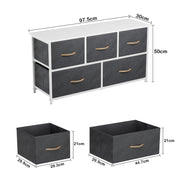 Lukzer 5-Drawer Fabric Storage Organizer for Closet (MMR-003/White & White)