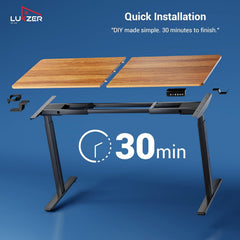 Lukzer Dual Motor Electric Height Adjustable Desk Memory Controller Standing Table EST-002/Black & Oak Brown)