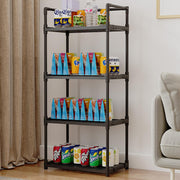 Lukzer Modular Kitchen Storage Rack Plastic & Metal Organizer (4-Tier/PMR-005/Black)