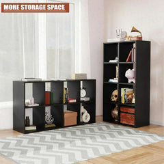 Lukzer 8 Cube Shelf Engineered Wood Bookshelf Storage Organizer (MR-009/Black)