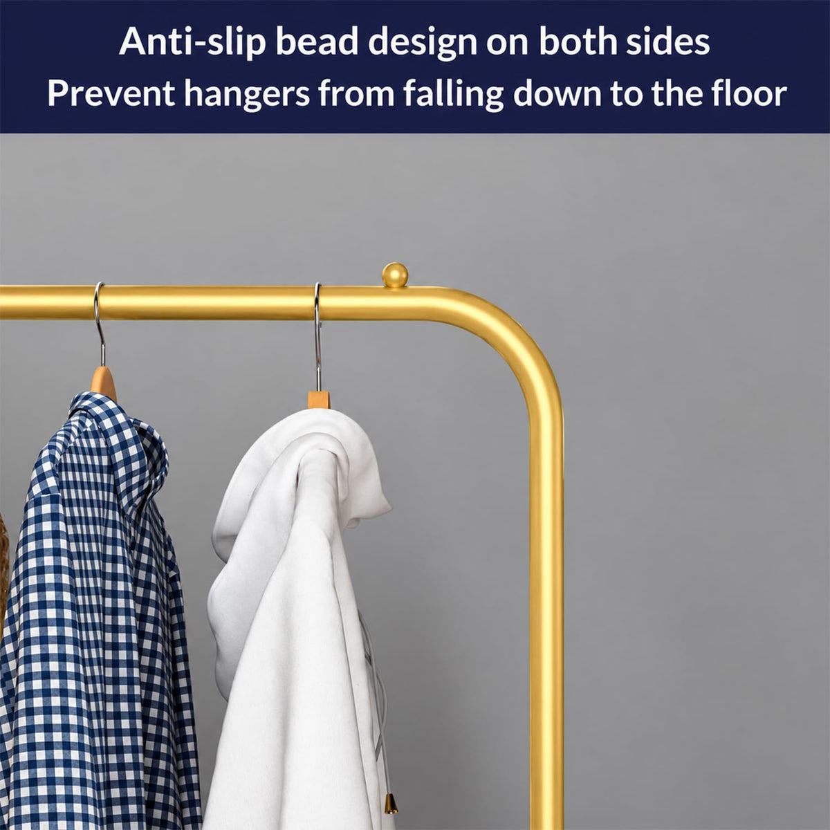 Lukzer Freestanding Metal Cloth Stand with Storage Shelf (MGS-001/Gold)