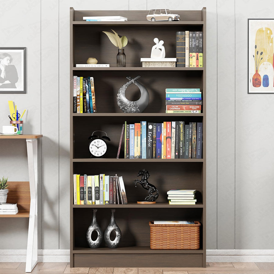 Lukzer Engineered Wood 6 Tier Bookcase Open Storage Cabinet (MR-007/Wenge)