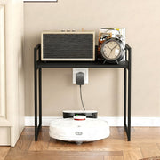 Lukzer 1-Tier Multipurpose Metal & Wood Kitchen Storage Rack (MKR-001/Black with Black)