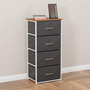 Lukzer 4-Drawer Fabric Storage Organizer for Closet (MMR-002/White & Oak Brown)