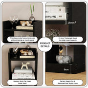 Lukzer 3 Layer Engineered Wood Multipurpose Rack Bookshelf Organizer Stand (MR-010/Black)