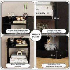 Lukzer 3 Layer Engineered Wood Multipurpose Rack Bookshelf Organizer Stand (MR-010/Black)