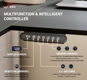 Lukzer L-Shape Electric Height Adjustable Study Desk (EST-001/Black & Black)