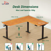 Lukzer Electric Height Adjustable Desk with USB & Type-C Study Table (EST-001/UC-Black & Oak Brown) 3-Years Warranty