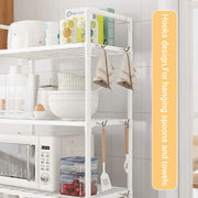 Lukzer Modular Kitchen Storage Rack Plastic & Metal Organizer (5-Tier/PMR-006/White)