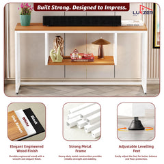 Lukzer TV Unit Stand for TVs up to 43 Inch Engineered Wood with Metal (MTU-002/White & Oak Brown)