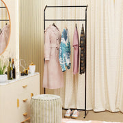 Curve Design Double Pole Garment Rack | (Black/160x63x43.5cms)