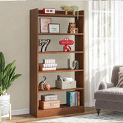 Lukzer Engineered Wood 6 Tier Bookcase Open Storage Cabinet (MR-007/Oak Brown)