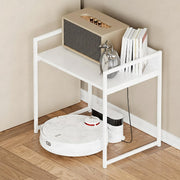 Lukzer 1-Tier Multipurpose Metal & Wood Kitchen Storage Rack (MKR-001/White With White)