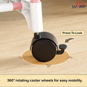 Lukzer A-Shaped Metal Garment Stand with Dual Storage Shelves & Wheels (MGR-010/Pink)