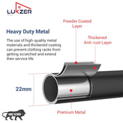 Lukzer Single Pole Portable Metal Garment Rack with 2 Bottom Shelves (MGR-008/Black)