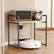 Lukzer 1-Tier Multipurpose Metal & Wood Kitchen Storage Rack (MKR-001/Oak Light with Black)