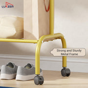 Lukzer Metal Garment Rack with Wheels & 1 Bottom Storage Shelf (MGR-005/Gold)