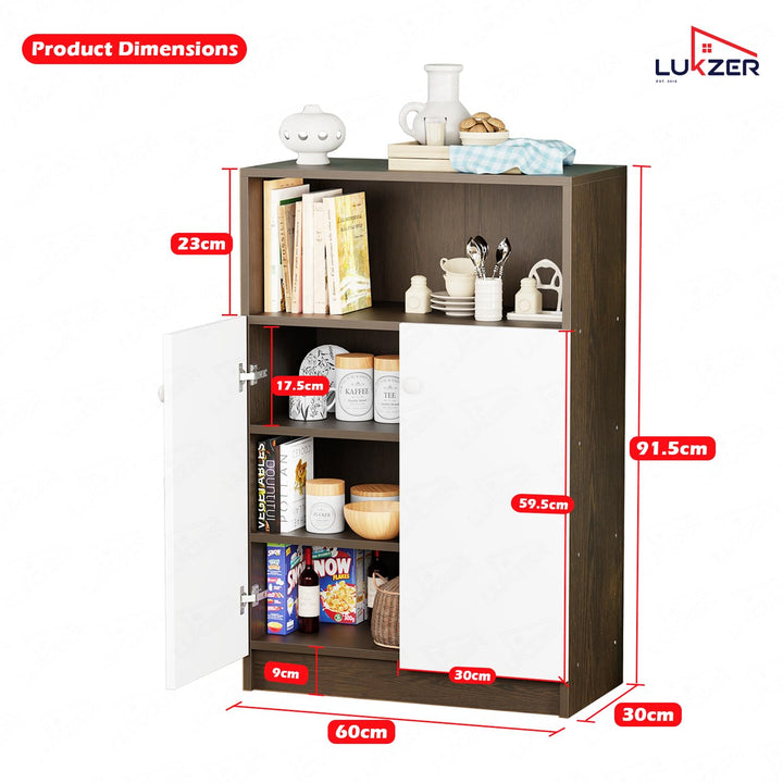 Lukzer 4-Tier Engineered Wood Shoe Organizer Rack Shelf with Door (SR-003/Wenge)