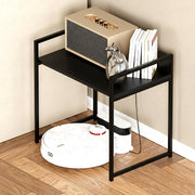 Lukzer 1-Tier Multipurpose Metal & Wood Kitchen Storage Rack (MKR-001/Black with Black)