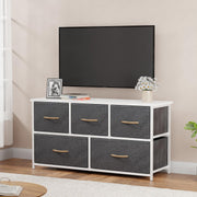 Lukzer 5-Drawer Fabric Storage Organizer for Closet (MMR-003/White & White)