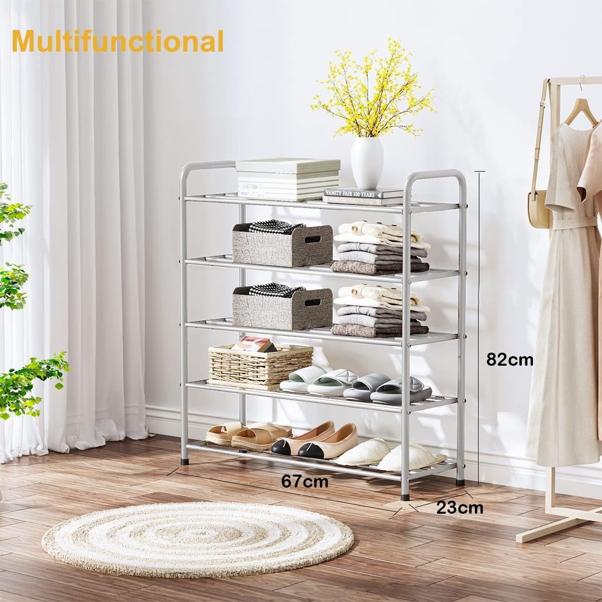 Lukzer Metal Shoe Rack & Open Display Shelf – Durable Storage Organizer