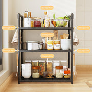 Lukzer Modular Kitchen Storage Rack Plastic & Metal Organizer (3-Tier/PMR-004/Black)
