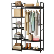 Lukzer Heavy Duty Garment Rack with 8 Shelves & Hanging Rod (MMR-004/Black & Black)