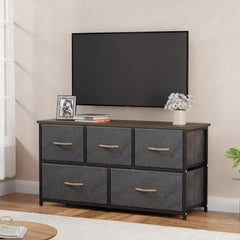 Lukzer 5-Drawer Fabric Storage Organizer for Closet (MMR-003/Black & Wenge)
