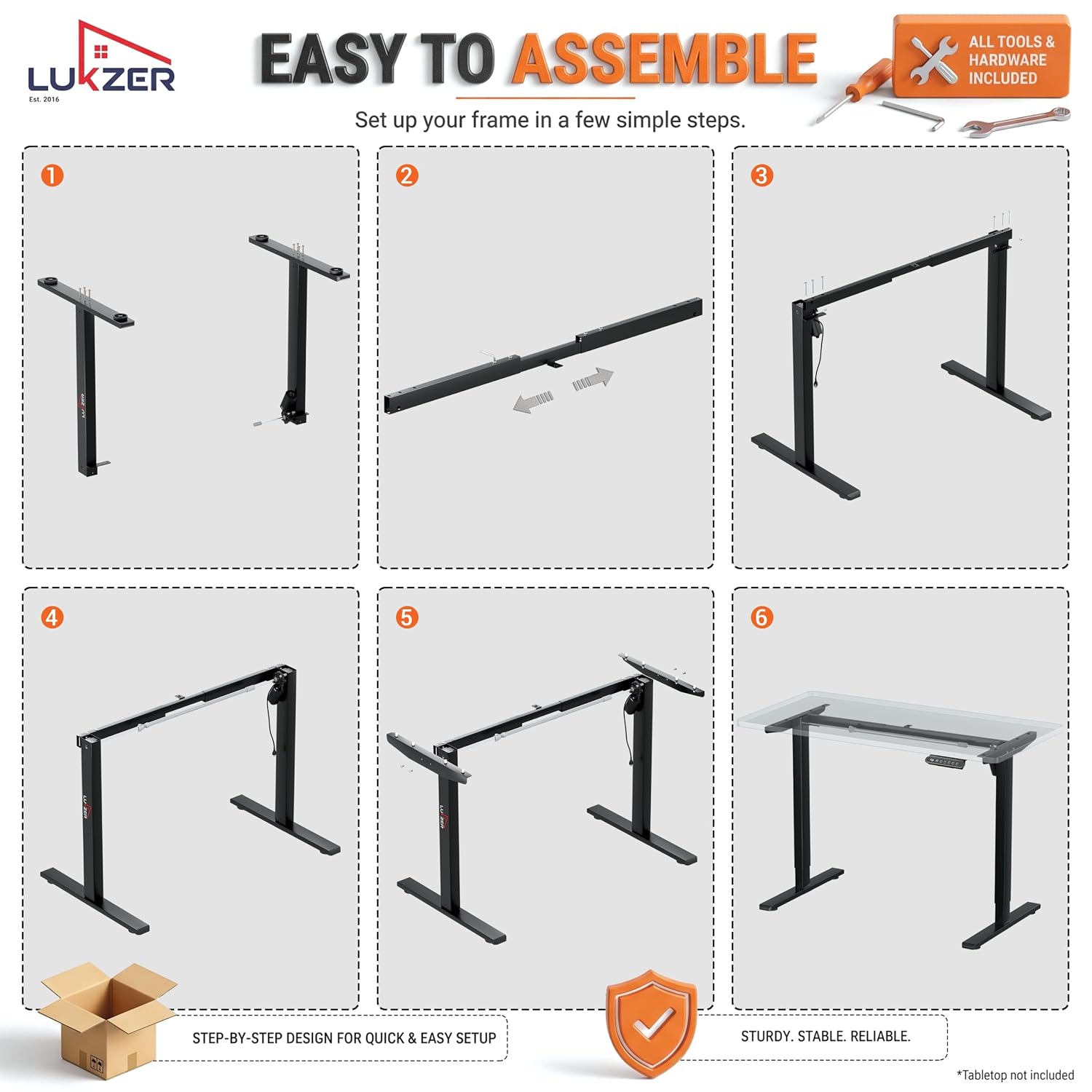 Lukzer Electric Height Adjustable Desk Frame (EST-003-F/Black)