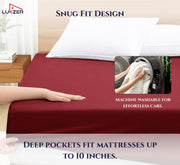 Lukzer Terry Cotton Waterproof Mattress Protector Maroon (MTP-MAR-001)