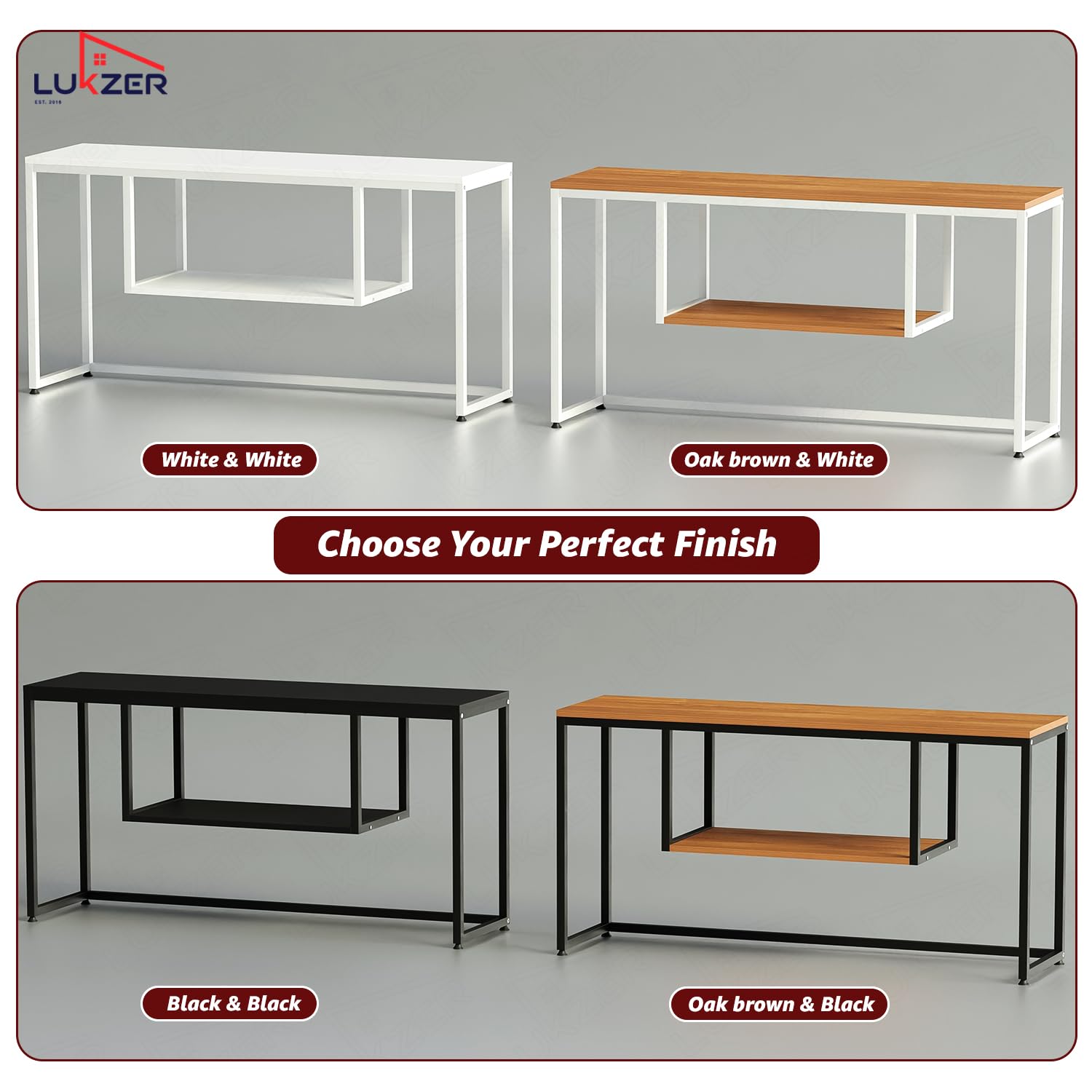 Lukzer TV Unit Stand for TVs up to 43 Inch Engineered Wood with Metal (MTU-002/White & White)