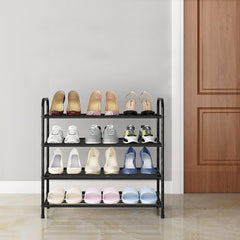 Lukzer Metal 4 Layer Shoe Rack Organizer (Black)