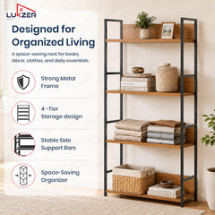 Lukzer 4-Tier Multipurpose Kitchen Organizer Rack (MMR-001/Black & Oak Brown)