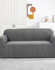 Jacquard Sofa Cover (Pastel Dark Grey Basket Weave )