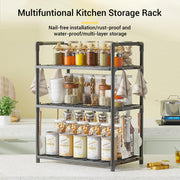 Lukzer Modular Kitchen Storage Rack Plastic & Metal Organizer (3-Tier/PMR-004/Black)