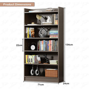 Lukzer Engineered Wood 6 Tier Bookcase Open Storage Cabinet (MR-007/Wenge)