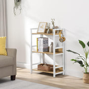 Lukzer 3-Tier Multipurpose Metal & Wood Kitchen Storage Rack (MKR-003/Oak Light with White)