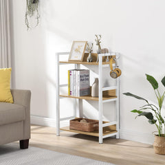 Lukzer 3-Tier Multipurpose Metal & Wood Kitchen Storage Rack (MKR-003/Oak Light with White)