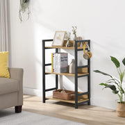 Lukzer 3-Tier Multipurpose Metal & Wood Kitchen Storage Rack (MKR-003/Oak Light with Black)