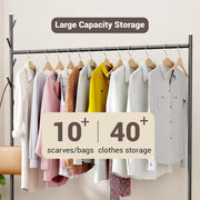 Lukzer Metal Single Rod Clothes Hanging Stand with Bottom Shelf & Lockable Wheels (MGR-003/Black)