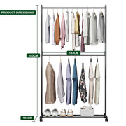 Lukzer Double Rod Cloth Stand & Garment Rack – Sturdy Storage Organizer (Black/White, Model: MGS-006)