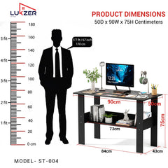 Lukzer Engineered Wood Modern Computer Desk with Bookshelf Study Table (ST-004/Black)