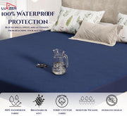 Lukzer Terry Cotton Waterproof Mattress Protector  Blue (MTP-BL-001)
